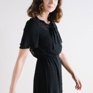 Romantic Black Dress with Bow Tie Knot Sisters